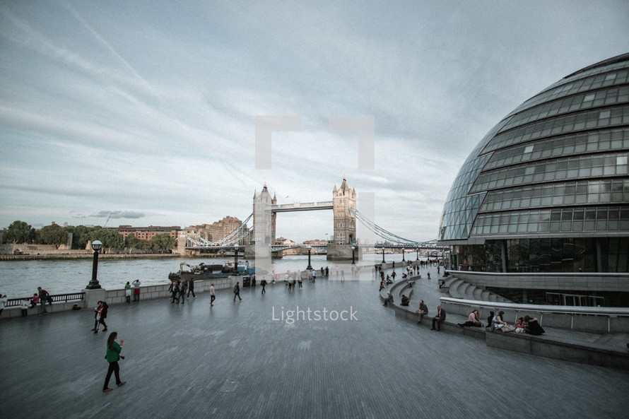 London Bridge and glass dome building 