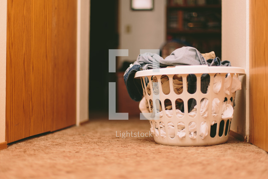 basket of dirty laundry 