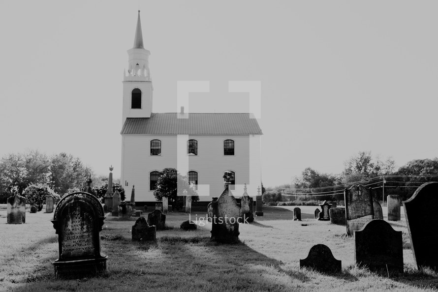 rural church with grave yard 