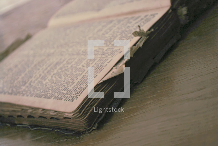 worn pages of an old Bible 