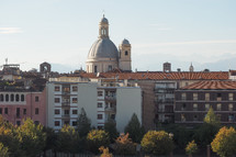 Skyline of the city of Turin, Italy with Consolata church