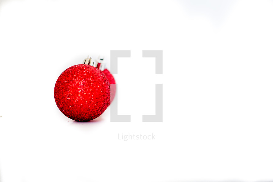 red glittery Christmas ornament balls 