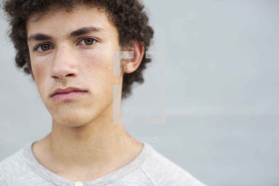 closeup of a teen boy's face 