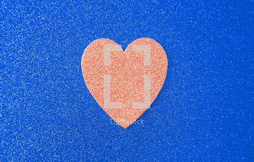 orange heart on blue 