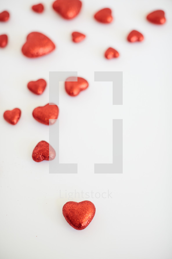 red hearts on white 