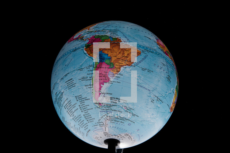 globe on a black background 