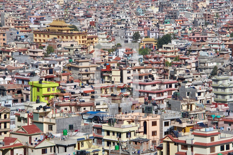 crowded city in Nepal 