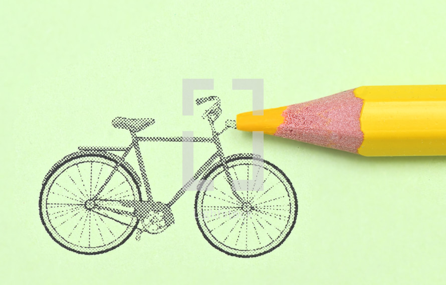 Bicycle With Shinny Front Light from Yellow Pencil Crayon