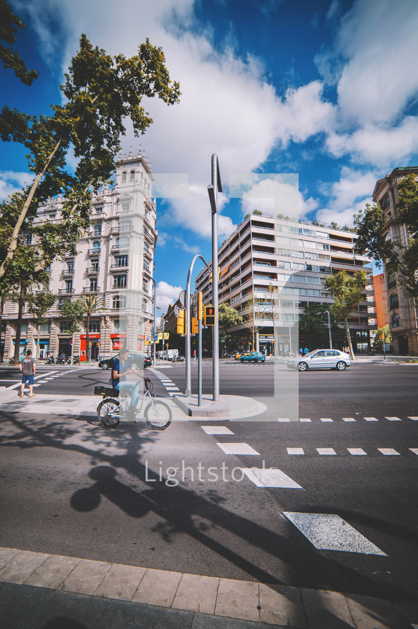 Street and traffic in Barcelona