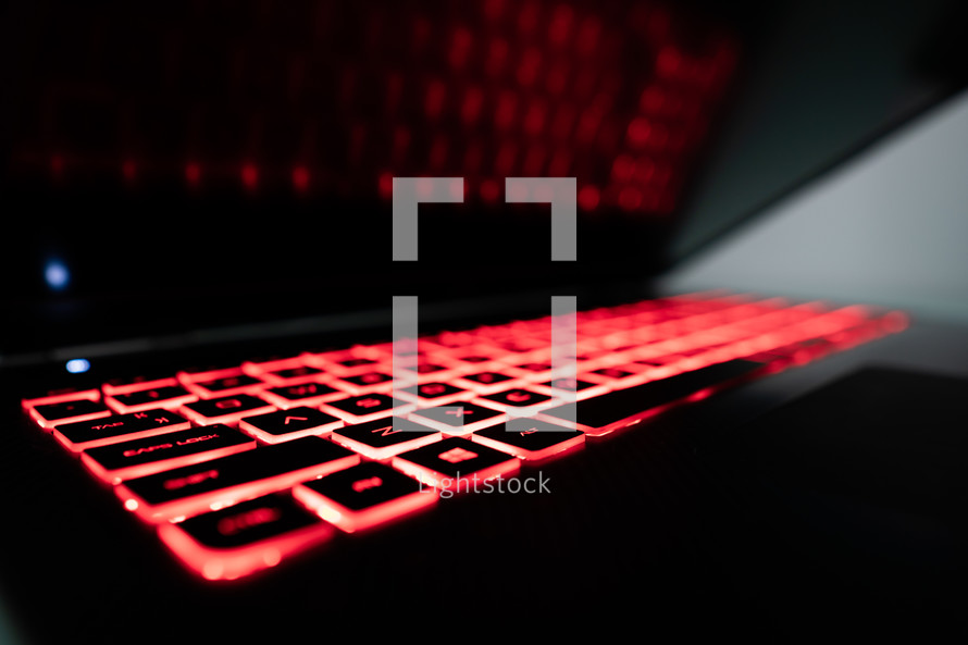 Gaming laptop keyboard close-up