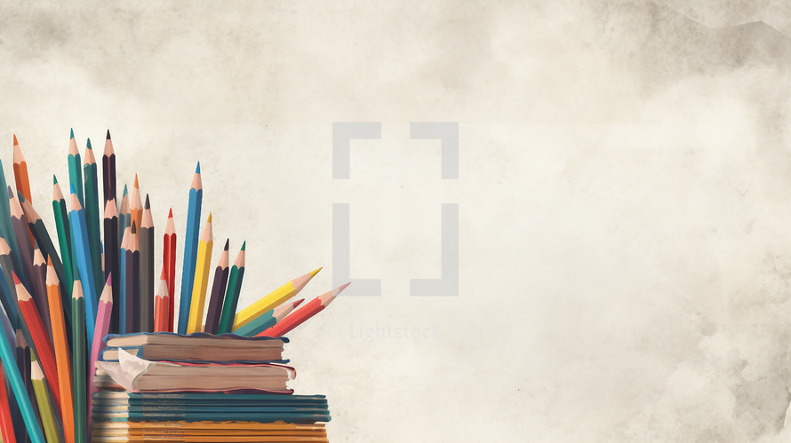 Back to school art background with pencil and book