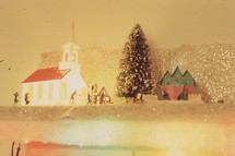 vintage Christmas mantel display 