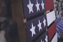 American flag painted on an old crate 