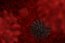 virus on a red background 
