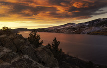 Clouds bursting with color over the waters of Horsetooth Reservoir