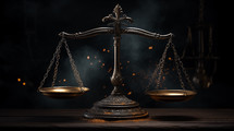 Law scales with dark background. Justice concept. 