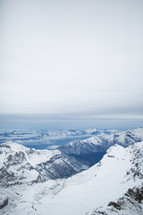 snow on mountain peaks in Switzerland 