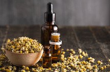 Chamomile Essential Oil with Dried Chamomile Flowers