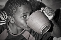 Boy drinking water 