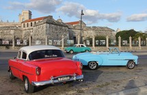 Classic cars outside Spanish fort 