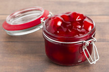 Thick Cherry Pie Filling in a Glass Canning Jar