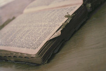 worn pages of an old Bible 
