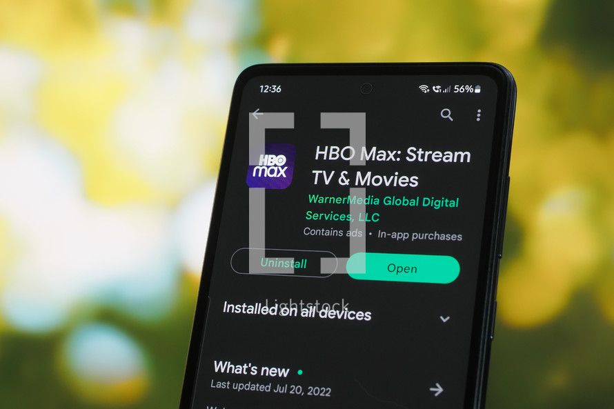 HBO Max app on a smartphone 