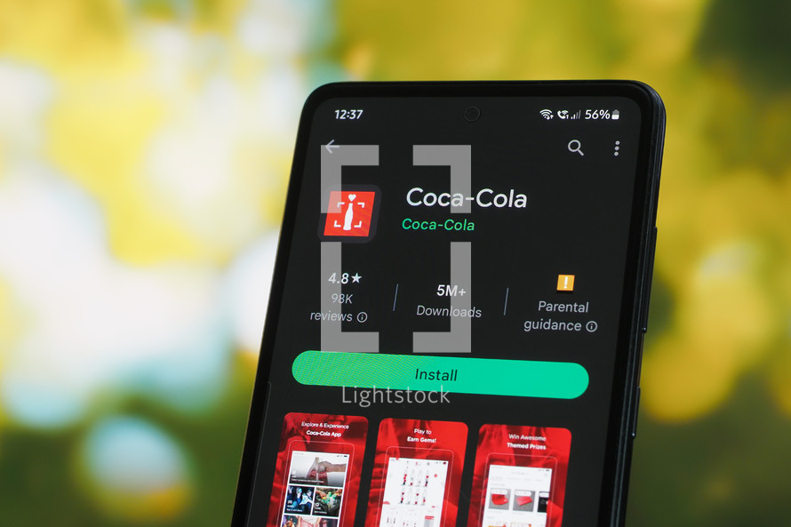 Coca-Cola app on a smartphone 