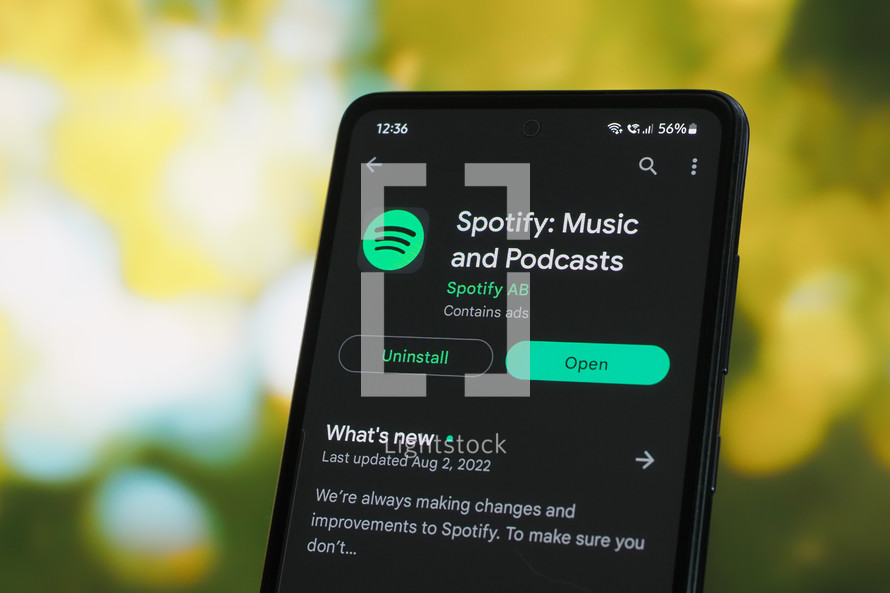 Spotify app on a smartphone 