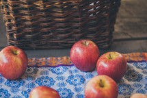 fresh picked apples on a blanket 