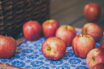 fresh picked apples on a blanket 