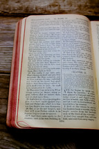 open Bible on wood boards 
