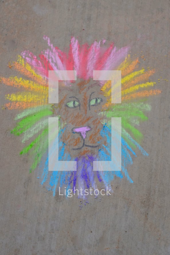 colorful lion drawing 