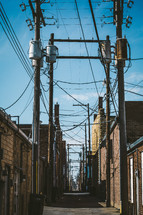 power lines over an alley 
