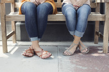 feet of young women in sandals 