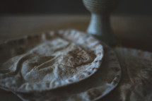clay chalice and unleavened bread 