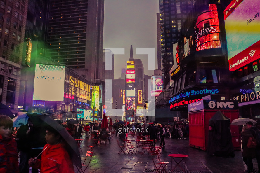 Times Square in the rain 