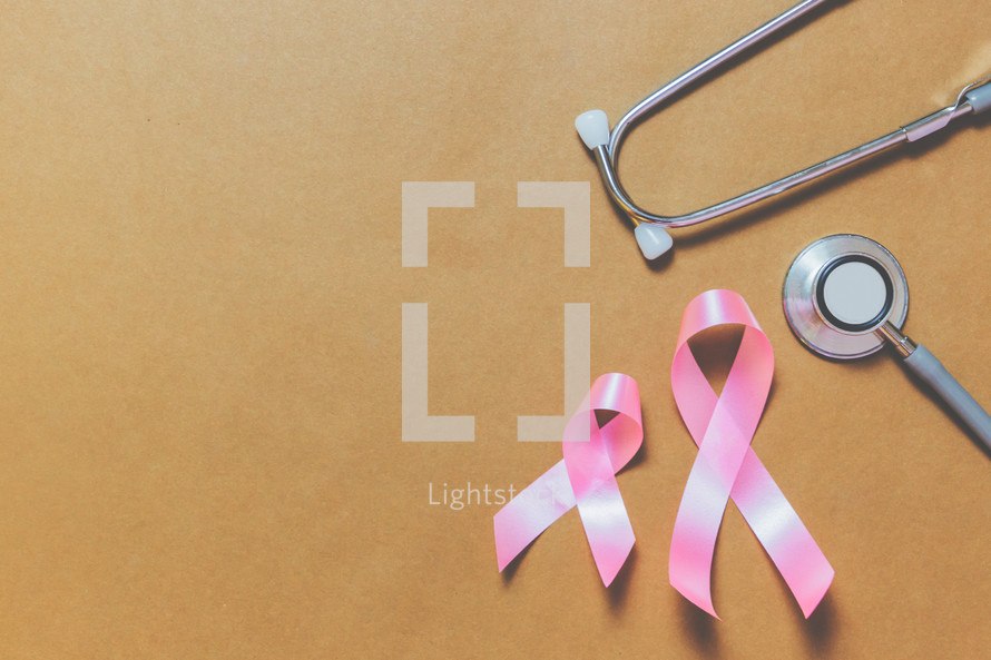 stethoscope and pink ribbon 