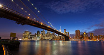 Spectacular view of Manhattan by night from Brooklyn, New York City