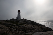 lighthouse on a rocky shore 