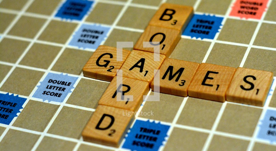words board games on a scrabble board 