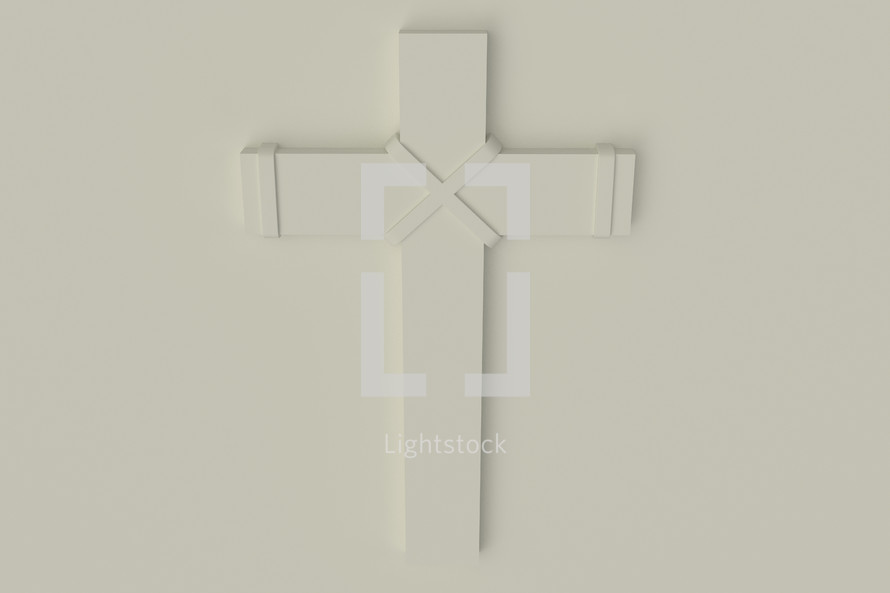 White cross on a white background 