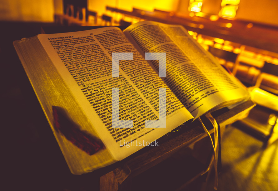 open Bible on the pulpit 