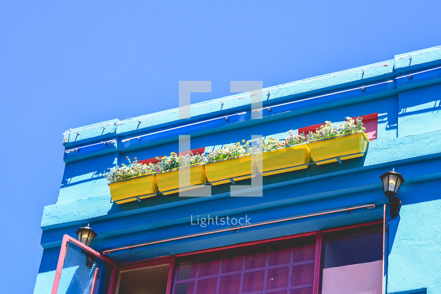 flower boxes on a balcony 