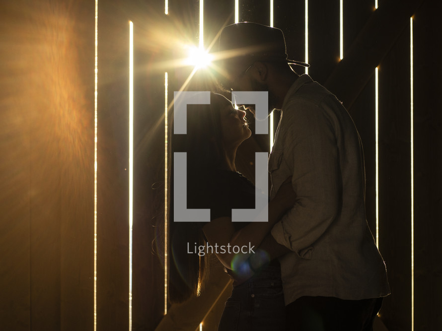 portrait of a couple with sunbeams 