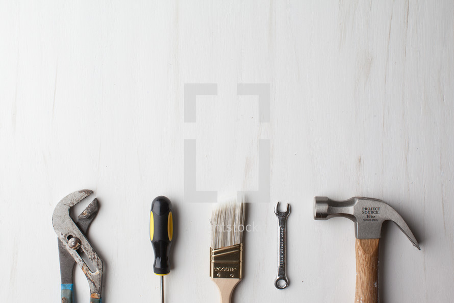 Tools on a white background.