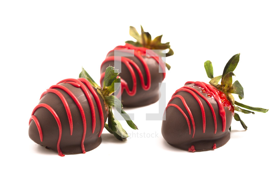 chocolate covered strawberries on a white background 