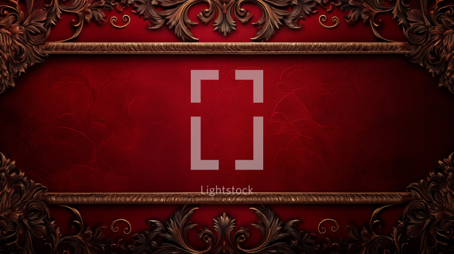 Ornate red and bronze frame textured background.