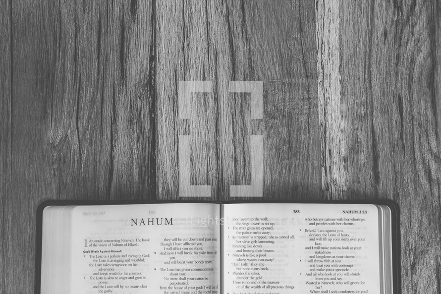 Bible opened to Nahum 