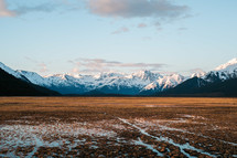 Field surrounded by mountains - Turnagain Arm 